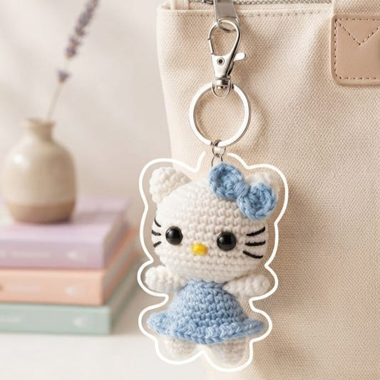 Handmade Crochet Hello Kitty Bag Charm